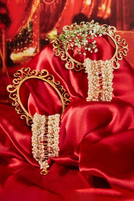 Buy House Of D"Oro Peach Beads Baajubandh Online at Aza Fashions Buy_House Of D"Oro_Peach Beads Baajubandh_Online_at_Aza_Fashions