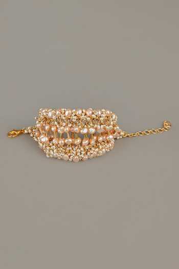 House Of D"Oro_Peach Beads Handcrafted Multi Bracelet_Online_at_Aza_Fashions