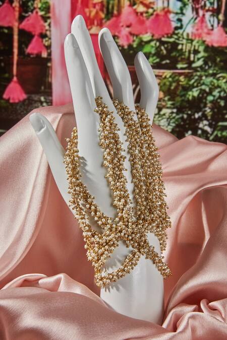 Buy_House Of D"Oro_Peach Beads Cluster Hand Harness_Online_at_Aza_Fashions