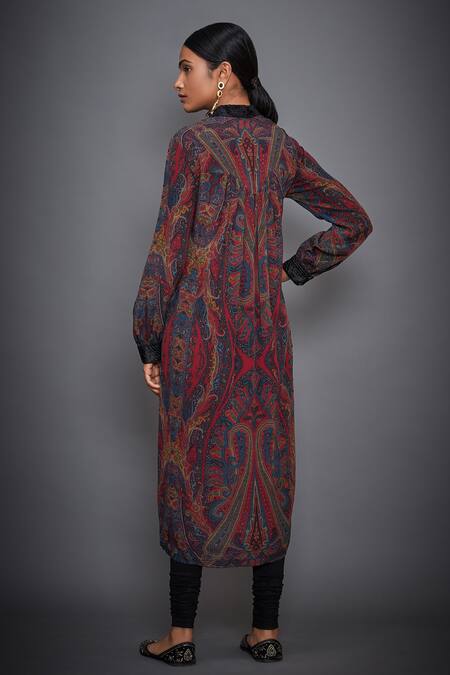 Shop RI.Ritu Kumar Multi Color Silk Chinon Mandarin Collar Embellished Kurta Set at Aza Fashions Shop_RI.Ritu Kumar_Multi Color Silk Chinon Mandarin Collar Embellished Kurta Set_at_Aza_Fashions