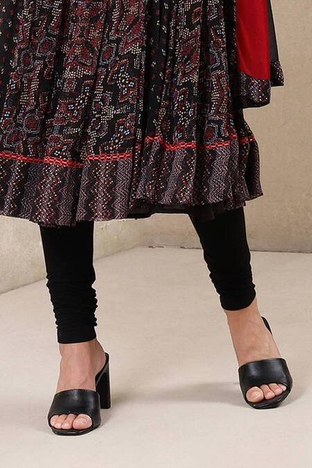 Shop Ritu Kumar Black Kurta Chiffon Leggings Lycra Jersey Anarkali Set Online at Aza Fashions Shop_Ritu Kumar_Black Kurta Chiffon Leggings Lycra Jersey Anarkali Set_Online_at_Aza_Fashions