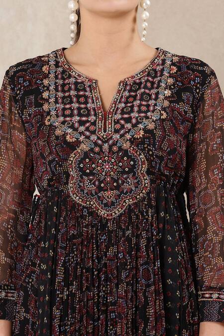 Ritu Kumar Black Kurta Chiffon Leggings Lycra Jersey Anarkali Set at Aza Fashions Ritu Kumar_Black Kurta Chiffon Leggings Lycra Jersey Anarkali Set_at_Aza_Fashions