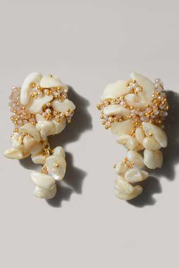Buy_House Of D"Oro_White Tassel Shells And Beads Sampaguita Studded Stone Choker Set_Online_at_Aza_Fashions