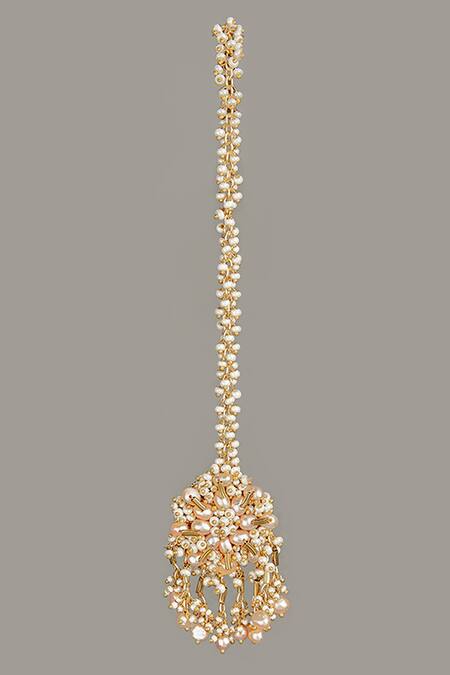 House Of D"Oro_Peach Beads Multi Layered Necklace Set_at_Aza_Fashions