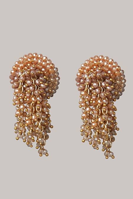 Shop_House Of D"Oro_Brown Pearls Handcrafted Choker Set_Online_at_Aza_Fashions