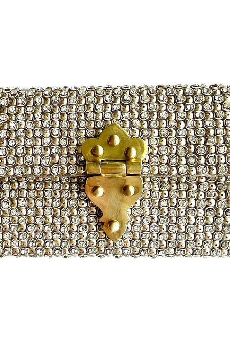 Kokommo_Silver Embroidery The Odette Clutch _Online_at_Aza_Fashions