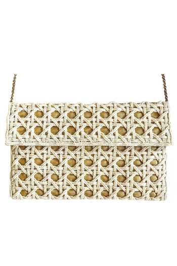 Shop Kokommo Gold Beads The Tisse Clutch at Aza Fashions Shop_Kokommo_Gold Beads The Tisse Clutch _at_Aza_Fashions