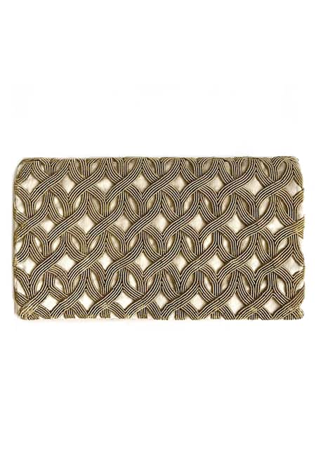 Kokommo_Silver Embroidery The Alhambra Clutch _Online_at_Aza_Fashions