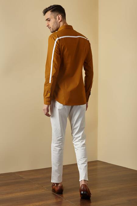 Seven_Brown Cotton Shirt_Online_at_Aza_Fashions