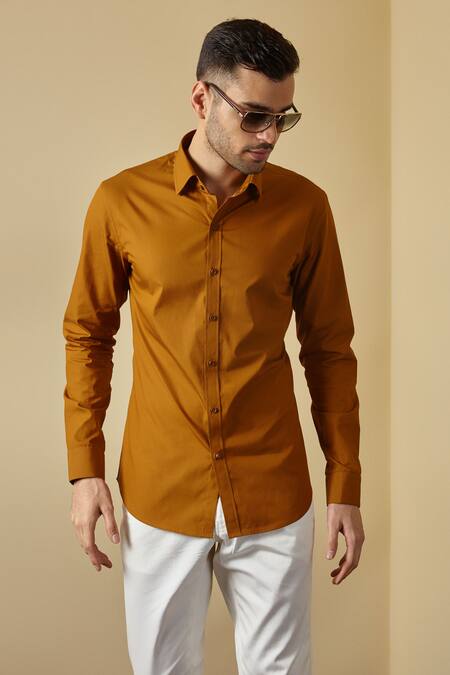Buy_Seven_Brown Cotton Shirt_Online_at_Aza_Fashions