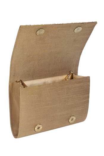 The Purple Sack_Beige Embroidery Flap Clutch With Sling _at_Aza_Fashions