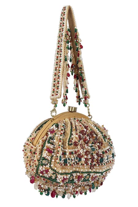 Buy Lovetobag Red Embellished Amara Pouch With Handle Online at Aza Fashions Buy_Lovetobag_Red Embellished Amara Pouch With Handle _Online_at_Aza_Fashions