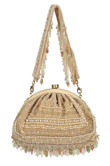 Shop Lovetobag Multi Color Amara Soft Pouch With Handle at Aza Fashions Shop_Lovetobag_Multi Color Amara Soft Pouch With Handle _at_Aza_Fashions