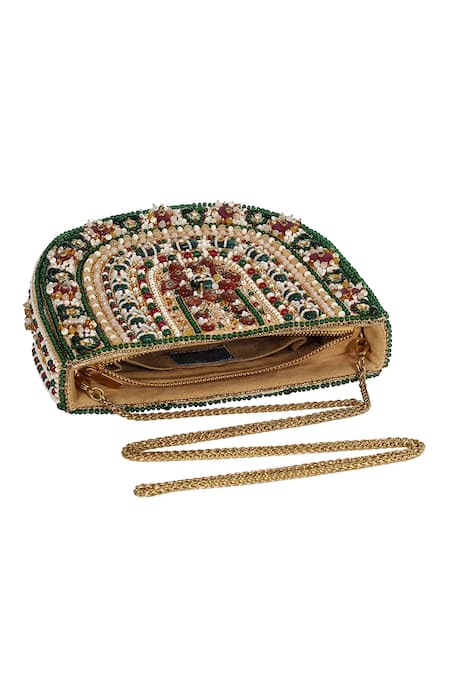 Buy Lovetobag Red Embellished Amara Moon Clutch With Handle Online at Aza Fashions Buy_Lovetobag_Red Embellished Amara Moon Clutch With Handle _Online_at_Aza_Fashions