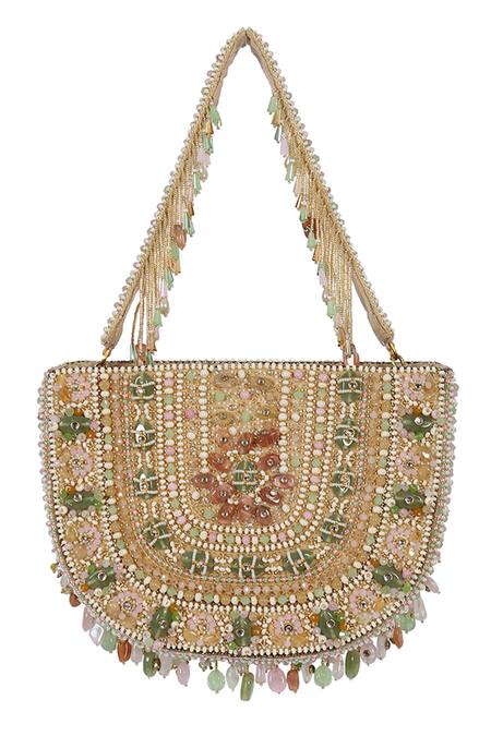 Lovetobag Multi Color Embellished Amara Moon Clutch With Handle Online at Aza Fashions Lovetobag_Multi Color Embellished Amara Moon Clutch With Handle _Online_at_Aza_Fashions