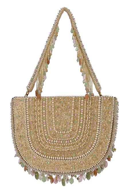 Buy Lovetobag Multi Color Embellished Amara Moon Clutch With Handle Online at Aza Fashions Buy_Lovetobag_Multi Color Embellished Amara Moon Clutch With Handle _Online_at_Aza_Fashions