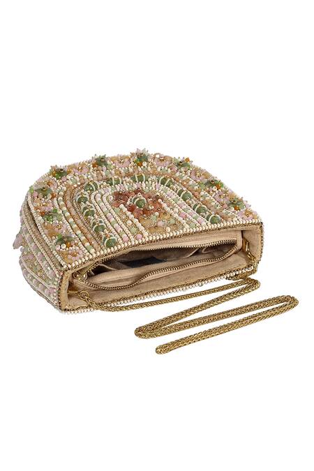 Shop Lovetobag Multi Color Embellished Amara Moon Clutch With Handle Online at Aza Fashions Shop_Lovetobag_Multi Color Embellished Amara Moon Clutch With Handle _Online_at_Aza_Fashions