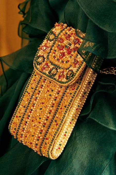 Lovetobag Red Embroidery, Beads, Stones Amara Mobile Pouch 