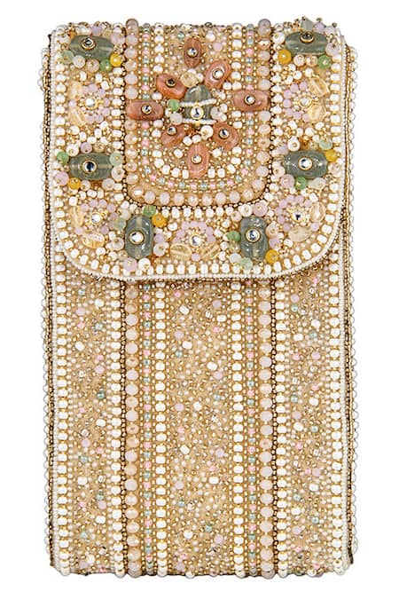 Lovetobag_Multi Color Embroidery, Beads, Sequins Amara Mobile Pouch _Online_at_Aza_Fashions