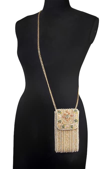 Shop_Lovetobag_Multi Color Embroidery, Beads, Sequins Amara Mobile Pouch _Online_at_Aza_Fashions