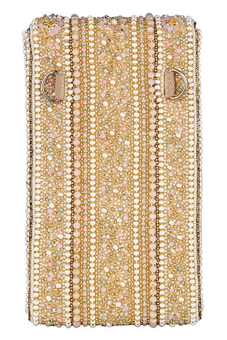 Lovetobag_Multi Color Embroidery, Beads, Sequins Amara Mobile Pouch _at_Aza_Fashions