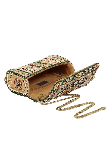 Buy_Lovetobag_Red Embellished Amara Flapover Clutch With Handle _Online_at_Aza_Fashions