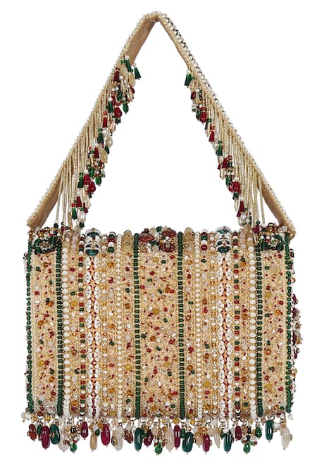 Shop_Lovetobag_Red Embellished Amara Flapover Clutch With Handle _Online_at_Aza_Fashions