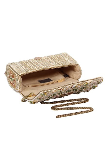 Buy_Lovetobag_Multi Color Beads, Stones, Tassels Amara Flapover Clutch With Handle _Online_at_Aza_Fashions