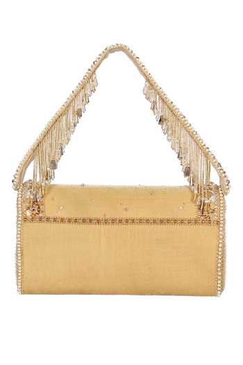 Buy_Lovetobag_Gold Beads, Embroidery Amara Clutch With Handle _Online_at_Aza_Fashions