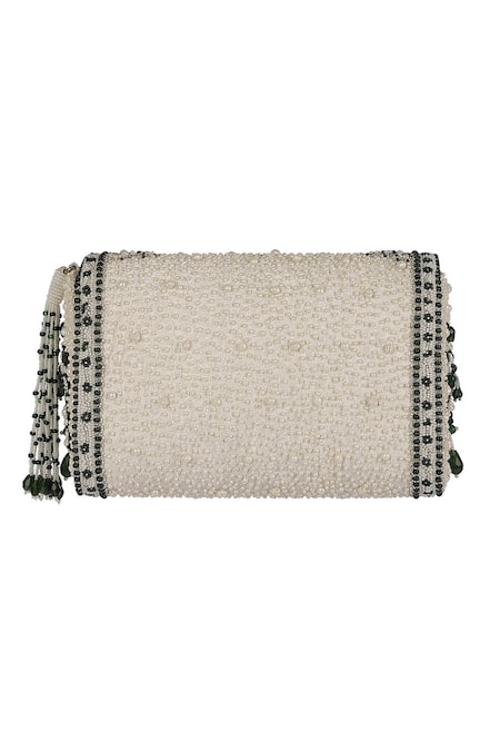 Shop_Lovetobag_Ivory Embellished Bijoux Flapover Clutch With Handle _Online_at_Aza_Fashions