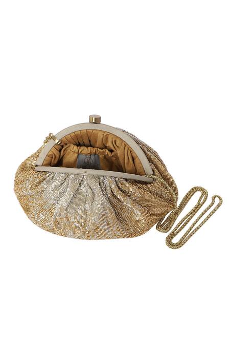 Buy Lovetobag Gold Embellished Eclat Soft Pouch With Handle Online at Aza Fashions Buy_Lovetobag_Gold Embellished Eclat Soft Pouch With Handle _Online_at_Aza_Fashions