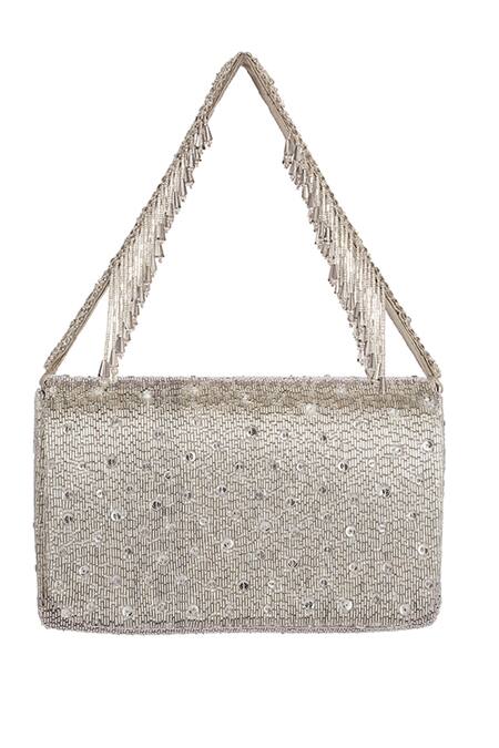 Lovetobag Silver Embellished Flapover Clutch Online at Aza Fashions Lovetobag_Silver Embellished Flapover Clutch _Online_at_Aza_Fashions