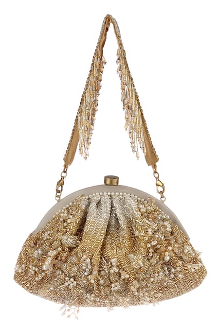 Lovetobag Silver Embellished Esme Soft Pouch With Handle Online at Aza Fashions Lovetobag_Silver Embellished Esme Soft Pouch With Handle _Online_at_Aza_Fashions