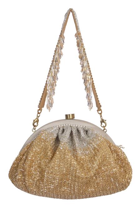 Shop Lovetobag Silver Embellished Esme Soft Pouch With Handle Online at Aza Fashions Shop_Lovetobag_Silver Embellished Esme Soft Pouch With Handle _Online_at_Aza_Fashions