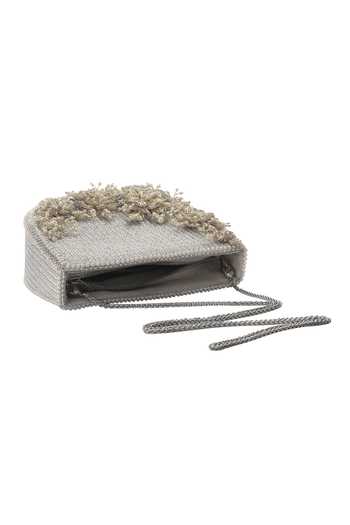 Buy_Lovetobag_Silver Embellished Esme Moon Clutch With Handle _Online_at_Aza_Fashions