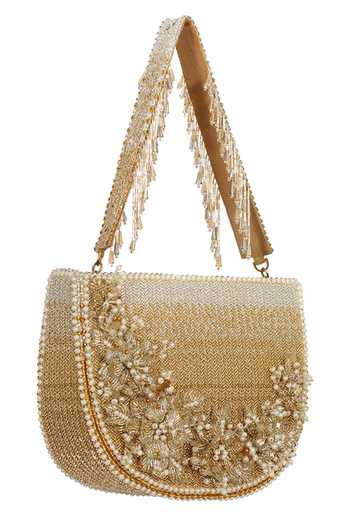 Shop Lovetobag Silver Embellished Esme Moon Clutch With Handle at Aza Fashions Shop_Lovetobag_Silver Embellished Esme Moon Clutch With Handle _at_Aza_Fashions