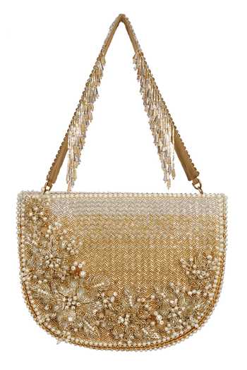 Lovetobag Silver Embellished Esme Moon Clutch With Handle Online at Aza Fashions Lovetobag_Silver Embellished Esme Moon Clutch With Handle _Online_at_Aza_Fashions