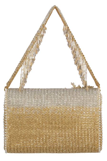 Buy Lovetobag Gold Embellished Esme Flapover Clutch With Handle Online at Aza Fashions Buy_Lovetobag_Gold Embellished Esme Flapover Clutch With Handle _Online_at_Aza_Fashions