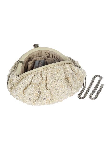 Shop_Lovetobag_Ivory Embellished Myoki Soft Pouch With Handle _Online_at_Aza_Fashions