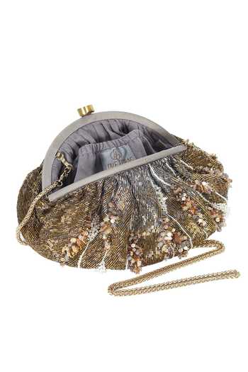 Shop_Lovetobag_Gold Crystals, Pearls Nora Soft Pouch With Handle _Online_at_Aza_Fashions