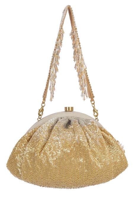 Buy Lovetobag Gold Embellished Nora Soft Pouch With Handle Online at Aza Fashions Buy_Lovetobag_Gold Embellished Nora Soft Pouch With Handle _Online_at_Aza_Fashions
