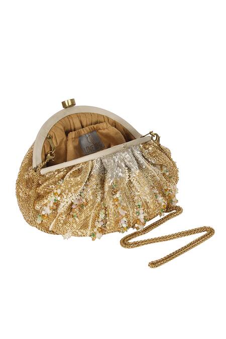 Shop_Lovetobag_Gold Embellished Nora Soft Pouch With Handle _Online_at_Aza_Fashions