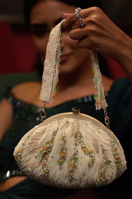 Ivory Floral Satin Bridal Shoulder Bag Wedding Purse for - Etsy | Bridal  handbags, Bridal purse, Bridesmaid bags