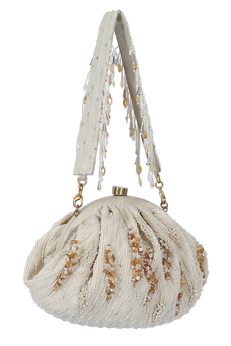Lovetobag_Ivory Nora Soft Embellished Pouch _Online_at_Aza_Fashions