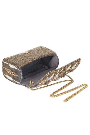 Shop Lovetobag Silver Embellished Nora Flapover Clutch Online at Aza Fashions Shop_Lovetobag_Silver Embellished Nora Flapover Clutch _Online_at_Aza_Fashions