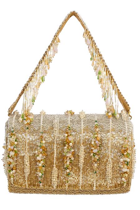 Lovetobag Silver Crystals, Pearls, Stones Nora Embellished Flapover Clutch Online at Aza Fashions Lovetobag_Silver Crystals, Pearls, Stones Nora Embellished Flapover Clutch _Online_at_Aza_Fashions