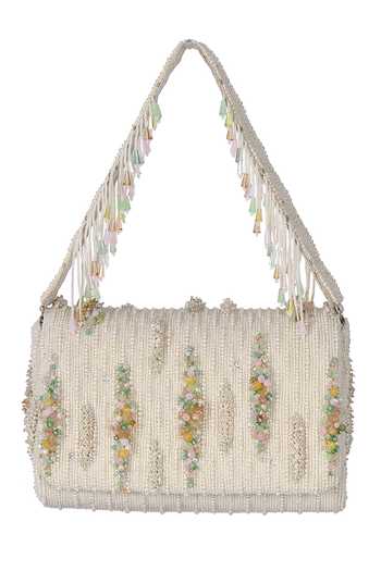 Lovetobag Ivory Embellished Nora Flapover Clutch Online at Aza Fashions Lovetobag_Ivory Embellished Nora Flapover Clutch _Online_at_Aza_Fashions