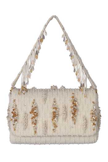 Lovetobag Ivory Embellished Nora Flapover Clutch Online at Aza Fashions Lovetobag_Ivory Embellished Nora Flapover Clutch _Online_at_Aza_Fashions
