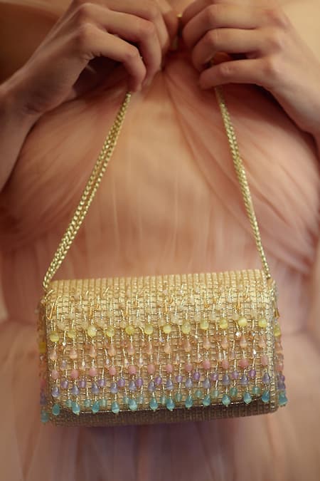 Shop_Lovetobag_Multi Color Embellished Opal Flapover Clutch _Online_at_Aza_Fashions