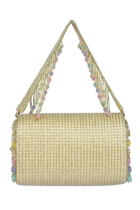 Shop_Lovetobag_Multi Color Embellished Opal Flapover Clutch _at_Aza_Fashions